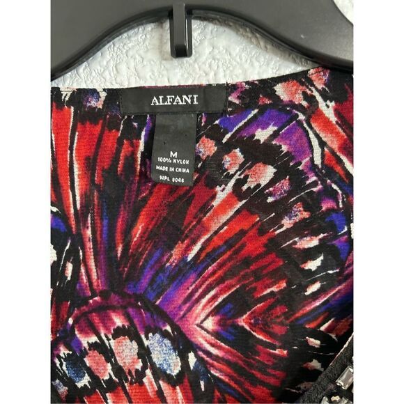 Blouse Abstract Design Purple Red Black halter style Rhinestone’s Bling Bodice. - Picture 2 of 6